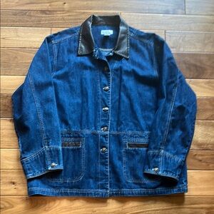 Vtg BCI clothing denim and faux leather barn chore utility jacket